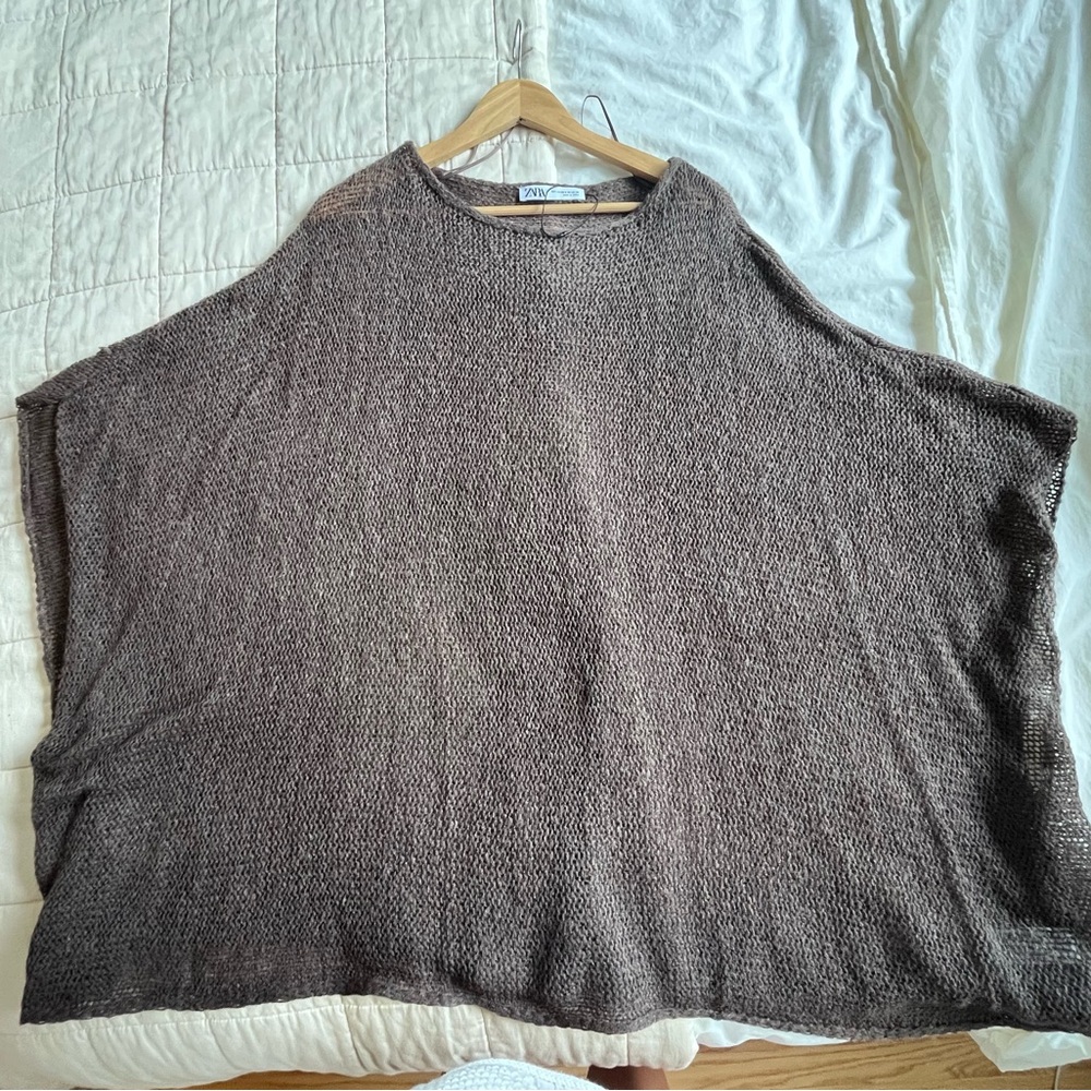 ZARA Openwork Knit Cape